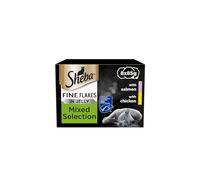 Sheba Fine Flakes Cat Food Tray Collection with Salmon & Chicken in Jelly 8x85g