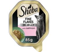 Sheba Fine Flakes Cat Food Tray with Salmon in Jelly 2x11x85g