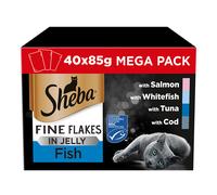 Sheba Fine Flakes Cat Pouches Fish in Jelly 40 x 85g