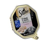 Sheba Fine Flakes in Jelly with Salmon - Wet Cat Food Trays for Adult Cats, 22 x 85 g