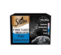 Sheba Fine Flakes Luxury Adult Wet Cat Food | 96x85g Mixed Fish