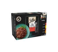 Sheba Fine Flakes Wet Cat Food Pouches MultiPack Succulent Collection with Beef Chicken Lamb and Turkey in Jelly Pack of 4 (4 x 12 Pouches x 85 g)