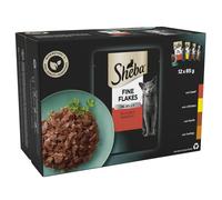 Sheba Fine Flakes Wet Cat Food Pouches - MultiPack Succulent Collection with Beef, Chicken, Lamb and Turkey in Jelly, Pack of 4 (4 x 12 Pouches x 85