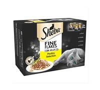 SHEBA Fine Flakes Cat Pouches Poultry Collection in Jelly 12x85g (Pack of 4)