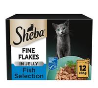 Sheba Fine Flakes Fish Selection In Jelly Cat Food Pouches 12 x 85g
