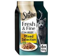 SHEBA Fresh and Fine Cat Pouches with Chicken and Turkey in Jelly 8x 6x50 g - Tasty Wet Cat Food with Chicken and Turkey