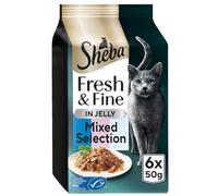 SHEBA Fresh and Fine Cat Pouches with Tuna and Salmon in Jelly 8 x 6x50g- Delicious Tuna and Salmon Cat Food in Jelly