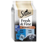 Sheba Fresh and Fine - Wet Cat Food - Pouches with Tuna and Cod in Gravy - 48 x 50 g