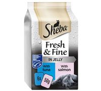 Sheba Fresh and Fine - Wet Cat Food - Pouches with Tuna and Salmon in Jelly - 48 x 50 g