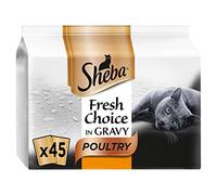 Sheba Fresh Choice Mixed Poultry in Gravy Adult Wet Cat Food Pouches 45 x 50g
