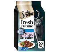 SHEBA Fresh Cuisine Taste of Tokyo Cat Pouches with Salmon and Tuna in Gravy 8x 6x50 g - Gourmet Wet Cat Food with Tuna and Salmon