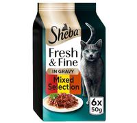 Sheba Fresh & Fine Cat Food Pouches Beef & Chicken & Lamb in Gravy 96 x 50g