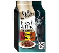 SHEBA Fresh & Fine Cat Pouches with Beef & Chicken in Gravy 8 x 6x50g