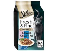 SHEBA Fresh & Fine Cat Pouches with Salmon & Tuna in Gravy 8 x 6x50g