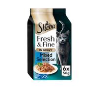 SHEBA Fresh & Fine Cat Pouches with Tuna & Cod in Gravy 6x50g