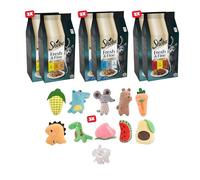 Sheba Fresh & Fine in Gravy Wet Cat Food 36 x 50g (Mixed Flavours, 1.8kg) - Bundled With 3 Plush Cat Toys by Happy Feeling Gifts | Wet Cat Food Pouches for Adult Cats