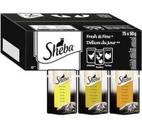Sheba Fresh and Fine in Gravy - Chicken, Turkey and Poultry Wet Cat Food Pouches for All Cats, 75 x 50 g Pack