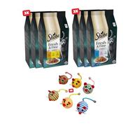 Sheba Fresh & Fine in Jelly Wet Cat Food 36 x 50g (6 Packs of 6, Mixed Flavours, 1.8kg) - Bundled With 1 Random Plush Mouse Toy by Happy Feeling Gifts | Wet Cat Food Pouches for Adult Cats