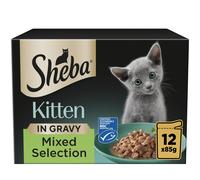 SHEBA Mixed Selection Kitten Wet Cat Food in Gravy 12 x 85g X 4 ( 48 Pouches )