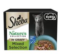 SHEBA Nature’s Collection Cat Trays Mixed Selection in Gravy 85 g, 8 Count (Pack of 4)