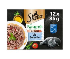 SHEBA Nature's Collection Fresh Fish Selection Sachets in Sauce 4 Varieties for Adult Cats 12 x 85 g