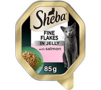Sheba Fine Flakes Cat Food Tray with Salmon in Jelly 2x11x85g