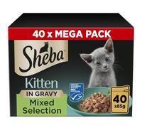 Sheba Pouches Mixed Selection Kitten Wet Cat Food in Gravy Mega Pack - 40 x 85g