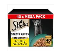 Sheba Select Slices Adult Cat Food Pouch Poultry Selection in Gravy Mega-Pack 40 x 85g