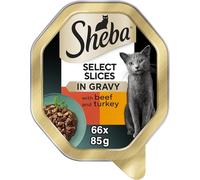 Sheba Select Slices in Gravy - Beef Selection - Wet cat food trays for adult cats - 22 x 85 g Pack