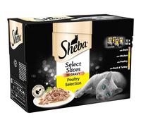 Sheba Select Slices in Gravy Poultry Selection Wet Cat Food Pouches for Adult Cats Pack of 4 4 x 12 Pouches x 85 g