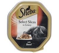 Sheba Select Slices - Wet Cat Food for Adult Cats with Beef in Gravy, 18 Trays (18 x 85 g)