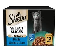 Sheba Select Slices Wet Cat Food Pouches for Adult Cats Fish Collection in Gravy -12 x 85 g