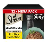 SHEBA Select Slices Wet Cat Food Trays Poultry Selection in Gravy 32 x 85g 32 Tray
