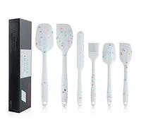 Shebaking Silicone Spatula Set 6 Piece Heat Resistant Rubber Spatulas Set for Baking Cooking and Mixing Kitchen Utensils Seamless One Piece Spatula with Stainless Steel Core Nonstick Dishwasher Safe