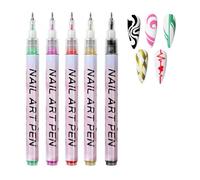 SHEBEEDO 5PCS 3D Nail Art Pens Set, Nail Graffiti Drawing Pen 5 Color Quick Dry Nail Polish Pens Fine Tip Manicure Tools for Painting Nails, DIY Nail Art Beauty Adorn for Women Girls（0.5MM）