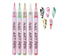 SHEBEEDO 5PCS 3D Nail Art Pens Set, Nail Graffiti Drawing Pen 5 Color Quick Dry Nail Polish Pens Fine Tip Manicure Tools for Painting Nails, DIY Nail Art Beauty Adorn for Women(0.7MM)