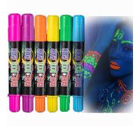 SHEBEEDO Neon Glow Face Paint 6pcs Body Paint Sticks Crayons Glow In The Dark Party Accessories Rainbow Face Paint Stick Festival Accessories Kit
