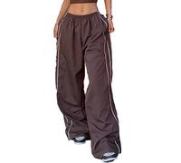 Shebote Women's Coffee Large Y2k Baggy Parachute Track Sweatpants