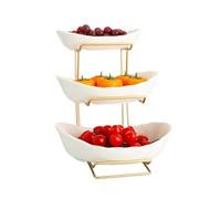 SHEBUYLLI Fruit Bowl Ceramic Fruit Baskets Large Serving Bowls with Stand | Large Capacity Food Serving Tray, Includes Stand for Easy Serving, Ideal for Parties, Weddings, Snacks, Desserts, #001White