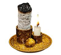 SHEBUYLLI Incense Burner Holder, 4 in1 Palo Santo Holder Ceramic Incense Stick Holders with Ash Catcher Sage Holder Smudge Bowl for Yoga Meditation Room Home Decor (#001Orange)