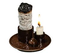 SHEBUYLLI Incense Burner Holder, 4 in1 Palo Santo Holder Ceramic Incense Stick Holders with Ash Catcher Sage Holder Smudge Bowl for Yoga Meditation Room Home Decor (#001Brown)