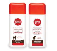 Shed Control Medicated Doggie Shampoo - Cherry Fragrance - Helps Control Excess Shedding and Revitalizes Coat - Softens and Shines Pet's Skin and Coat - 300ml Bottle - Pack of 2 by Pride & Groom