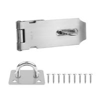 Shed Door Latch Clasp Lock, Stainless Steel Padlock Hasp, Security Hasp Staple Lock with 8 Screws, 4 inch Heavy Duty Gate Security for Window Cabinet Pet Cage