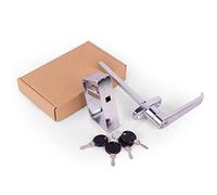 Shed Door Latch L-Handle Lock Kit with 4 Keys, BTEOBFY 4-1/2" Stem Storage Barn Shed Door Hardware Lock Set for Playhouses, Chicken Coops, Camper (Silver)