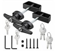 Shed Door Latch T-Handle Lock 5-1/2 Inch Stem Shed Door Lock Latch, 2 Pack | Storage Barn Shed Door Hardware Lock with 8 Keys, Black Powder Coated Left Lock for Camper RV Garage, Adjustable 5-1/2" Stem