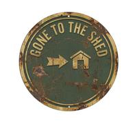 Shed Escape Path Backyard Footprints Wayfinding Metal Tin Sign