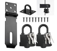 Shed Lock Padlock Hasp Kit,2PCS Heavy Duty Shed Door Lock Latch Padlock Hasp with Screws,Stainless Steel Sliding Gate Bolt for Bedroom Garden Door Windows,Black
