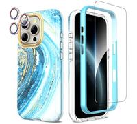 SHEDEER for iPhone 16 Pro Case with Camera Protector + Screen Protector + Bumper, iPhone 16 Pro Case Glossy Shiny Stylish, TPU Shockproof 360 Degree Protection Cover Cases iPhone 16 Pro 6.3'' Blue