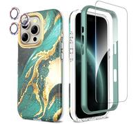 SHEDEER Case for iPhone 16 Pro with Camera Protector + Screen Protector + Bumper, Glossy Shiny Stylish, TPU Shockproof 360 Degree Protection Cover Cases iPhone 16 Pro 6.3'' (Green)