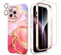 SHEDEER for iPhone 16 Pro Max Case with Camera Protector + Screen Protector + Bumper, iPhone 16 Pro Max Case Glossy Stylish, Shockproof 360 Degree Protection Cover Cases iPhone 16 Pro Max 6.9'' Pink